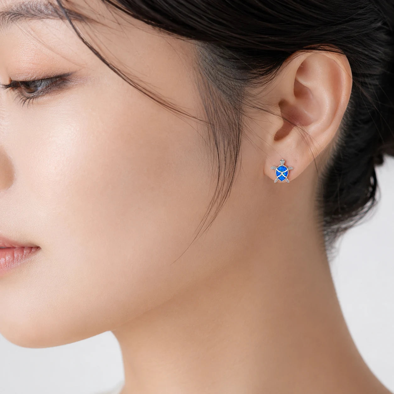 Aqua Turtle Stud Earrings