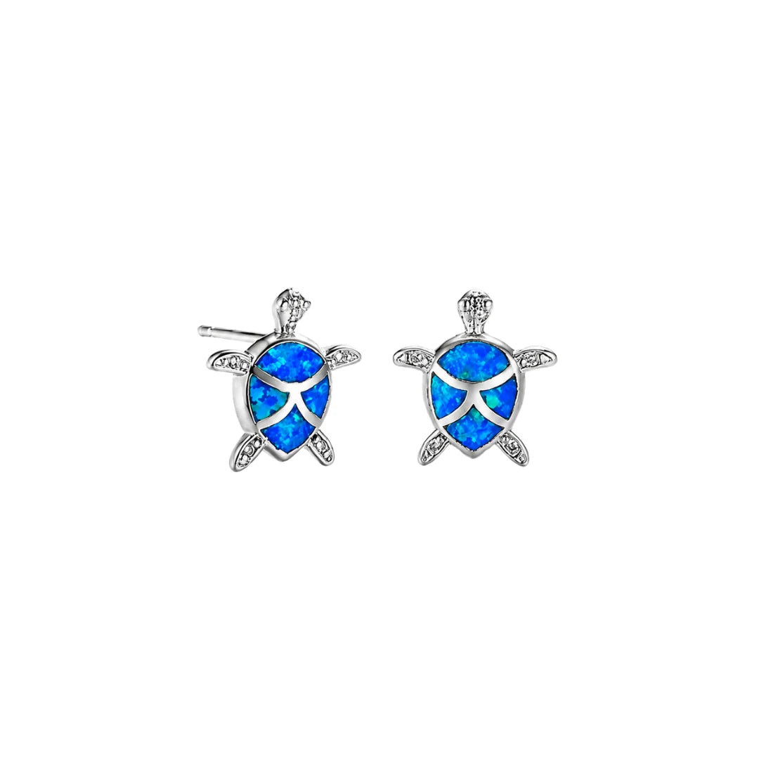 Aqua Turtle Stud Earrings