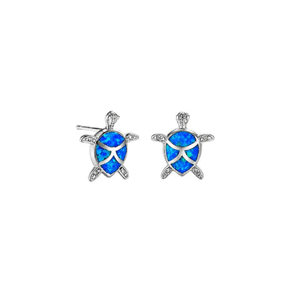 Aqua Turtle Stud Earrings